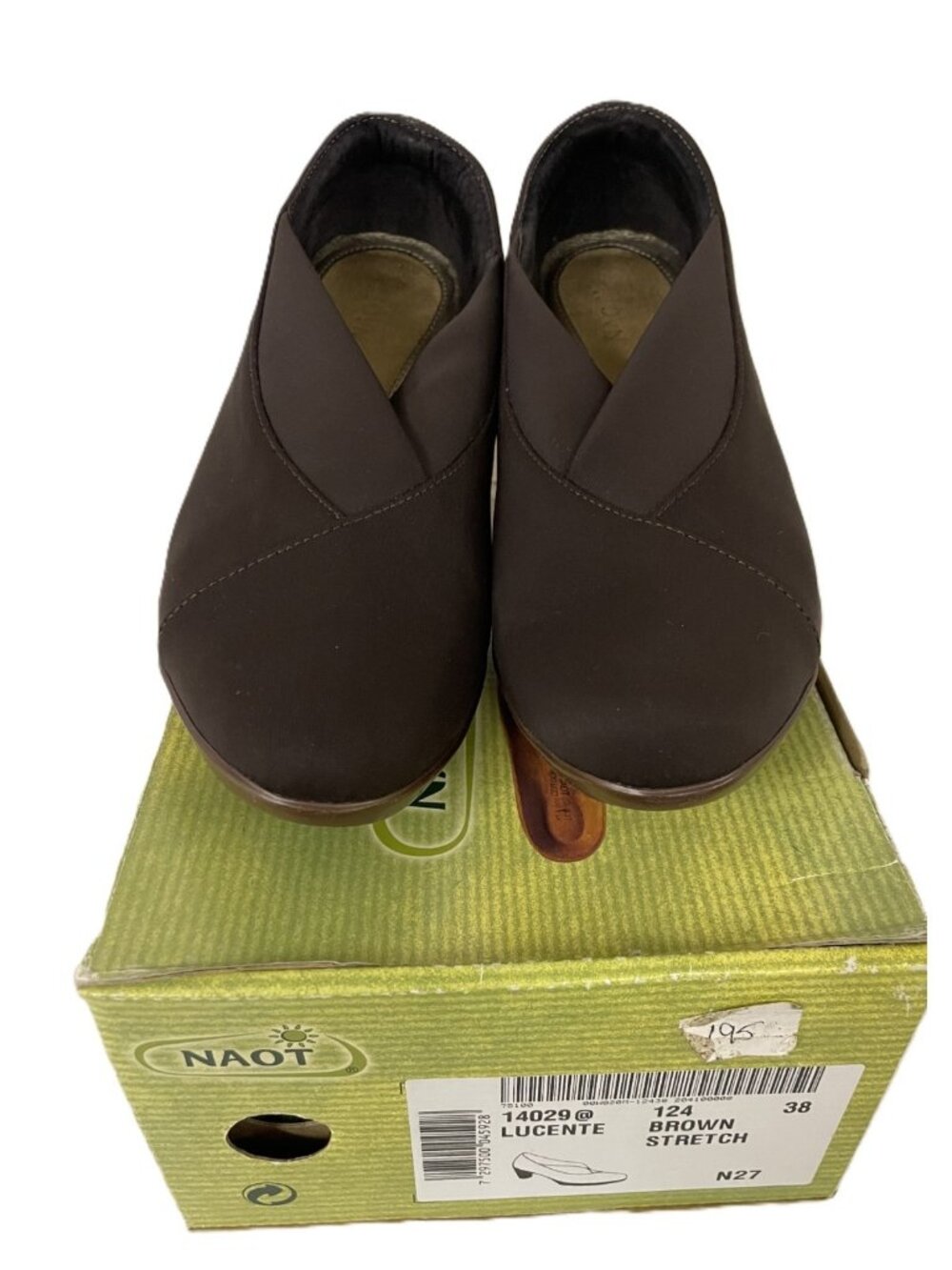 Naot Womens Pumps 38 EU 7 US Brown Lucente Stretch Fabric Heels Slip On EUC